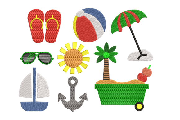 Download Summer Beach Embroidery Design Pack - Design pack Collection