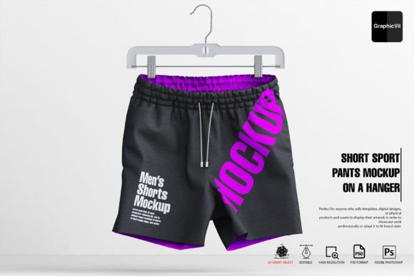 Download Short Sport Pants Mockup on a Hanger - Premium Resources