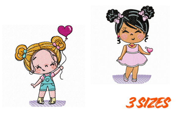 Download Cute Girls Embroidery Design Pack - Design pack Collection